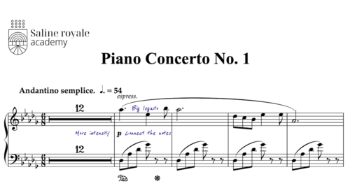 Sheet music piano concerto no. 1 in b♭ minor, op. 23, 2nd movement