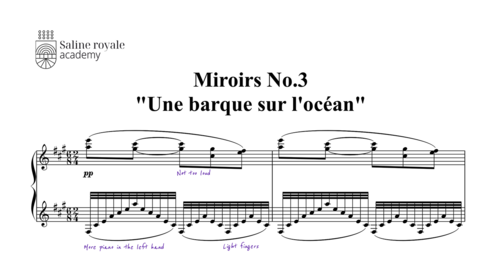 Sheet music miroirs no.3, "une barque sur l'océan"