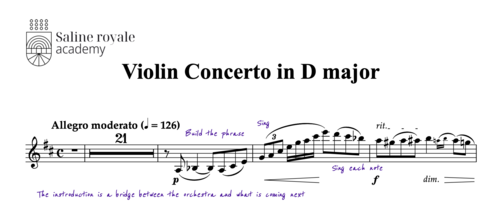 Sheet music violin concerto in d major, op. 35