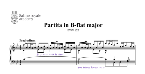 Sheet music partita in b-flat major, bwv 825, movement 1-4