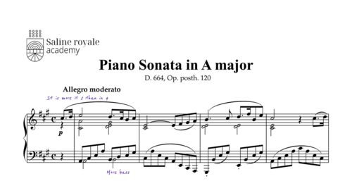 Sheet music piano sonata in a major d. 664, op. posth. 120