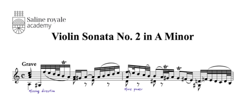 Sheet music violin sonata no.2 in a minor, bwv 1003, grave & fuga