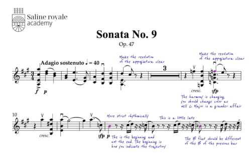 Sheet music violin sonata no. 9 in a major, op. 47