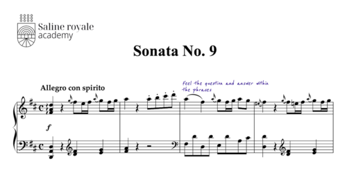 Sheet music sonata no. 9 in d major, 1st and 2nd movement