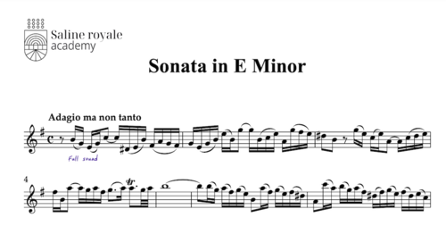 Sheet music flute sonata in e minor, 1st movement