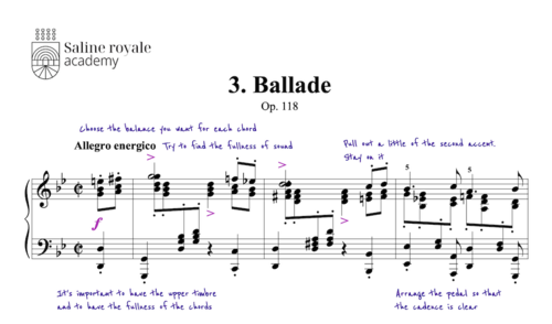 Sheet music klavierstück: six pieces for piano, op. 118, ballade
