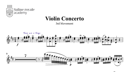 Sheet music violin concerto in d major, op. 77