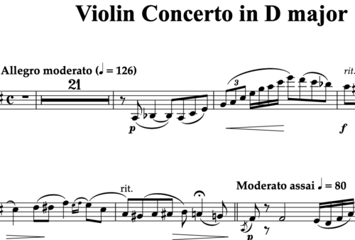Sheet music violin concerto, 1st movement